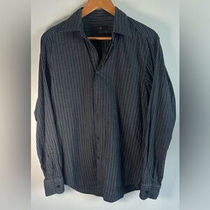 Z Zegna Striped Long Sleeve Button Up City Dress Shirt Men’s Size M Cotton